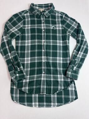 UG Apparel Michigan State Spartans Womens S Green Plaid Flannel Shirt MSU NCAA